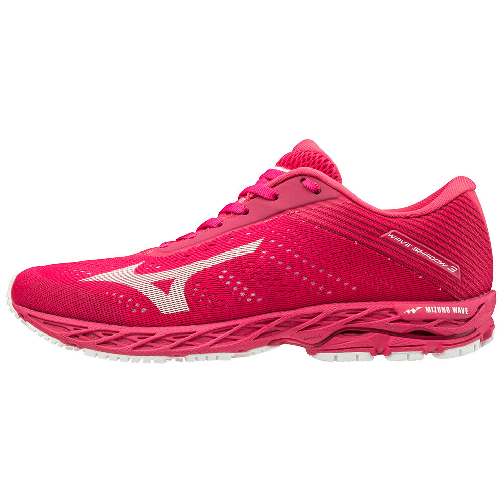 Womens Mizuno WAVE SHADOW 3 Running Shoes Rose Red/White Philippines (ONZCJU092)